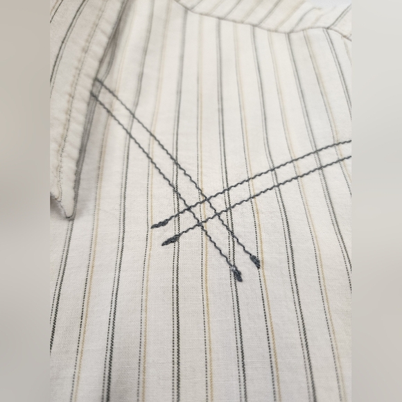 Rewire Men's Beige Striped Shirt Short Sleeve Retro, sz XL - Picture 12 of 13